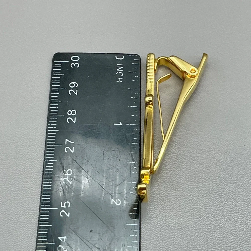 Vintage Gold Tone Golf Club Tie Clip Tie Bar Men's Novelty Sports Accessory